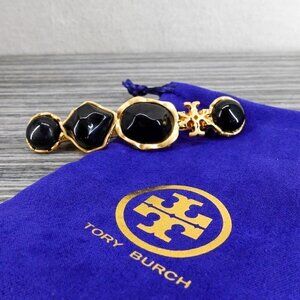 Tory Burch Women's Roxanne Black Stone Statement Barrette Hair Clip Black OS